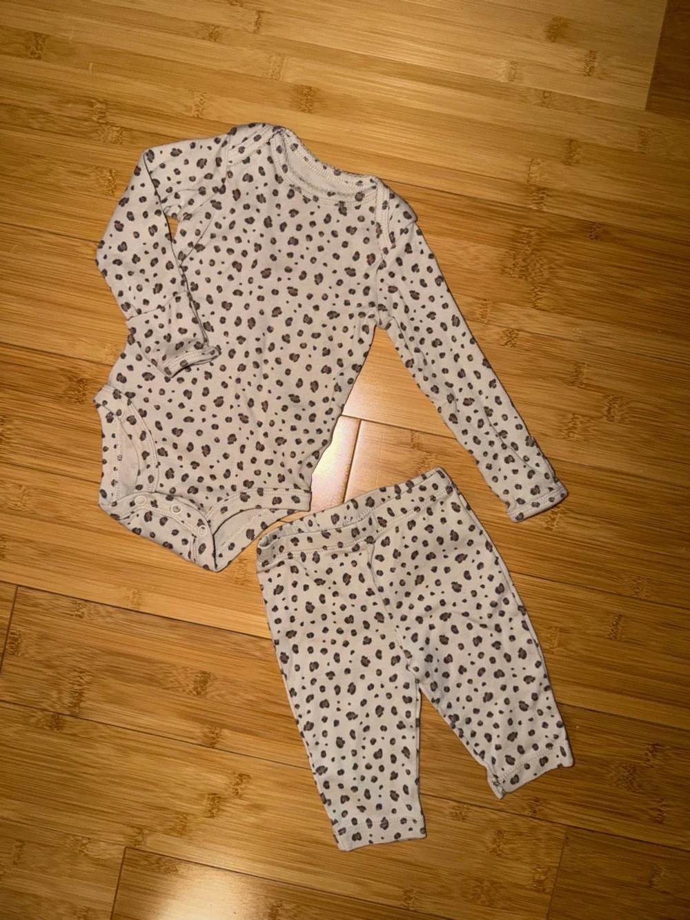 Carter's White and Gray Leopard-Print Long-Sleeve Set